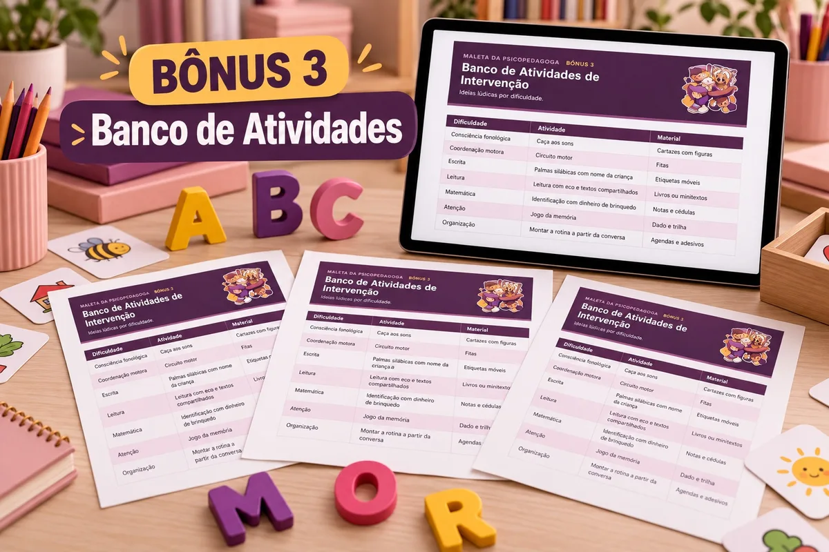 Capa do bônus 3: Banco de Atividades de Intervenção